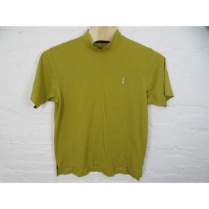 Adidas Claret Jug Collection Shirt Mens Large Yellow Mock Neck Golf Cotton Tee